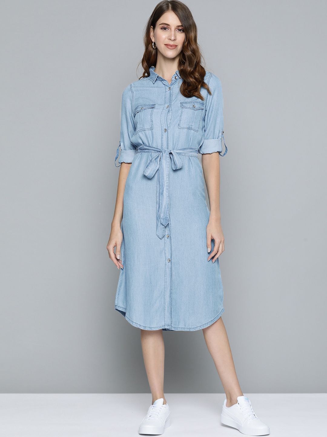 white christmas dresses JUST WANNA ROCK DENIM RHINESTONE MINI DRESS – AKIRA main image 1