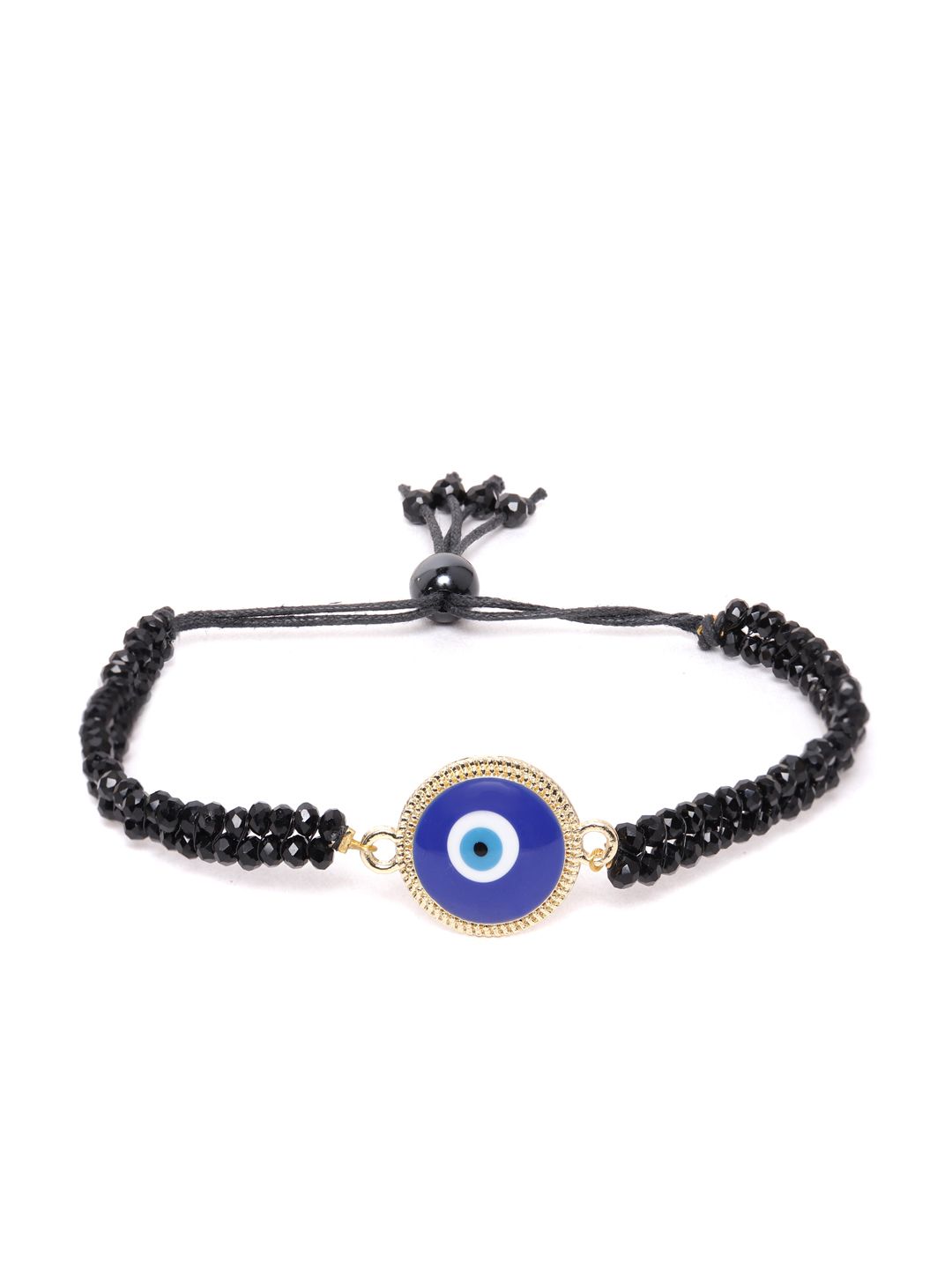 Blueberry Black & Blue Gold-Plated Handcrafted Stone-Studded Evil Eye Bracelet Price in India