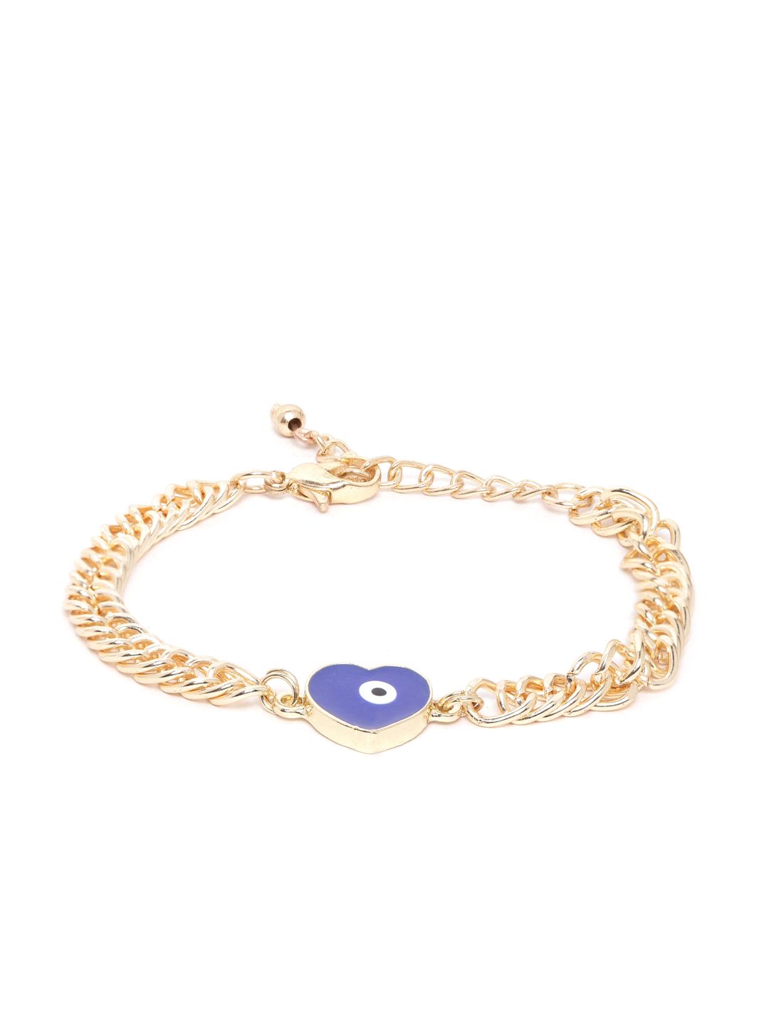 Blueberry Navy Blue Gold-Plated Handcrafted Heart Shaped Evil Eye Link Bracelet Price in India