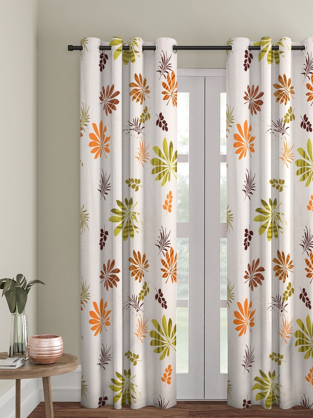 Cortina White & Green Single Regular Door Curtain Price in India