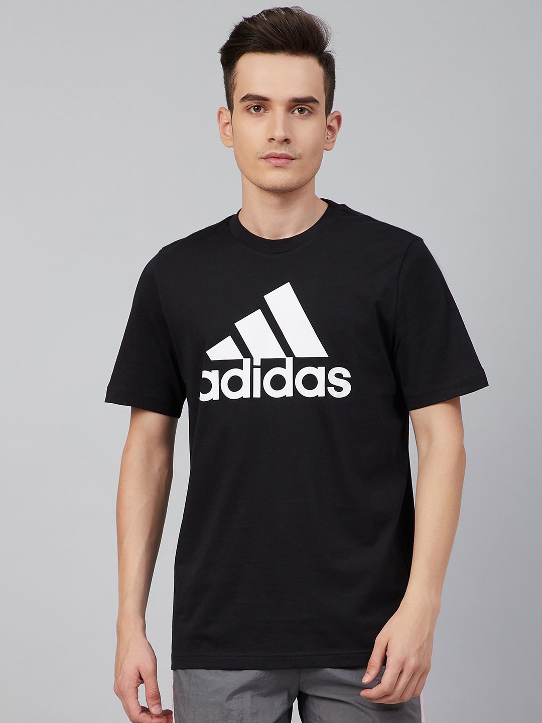 ADIDAS Men Black Printed BL SJ T Round Neck Pure Cotton T-shirt