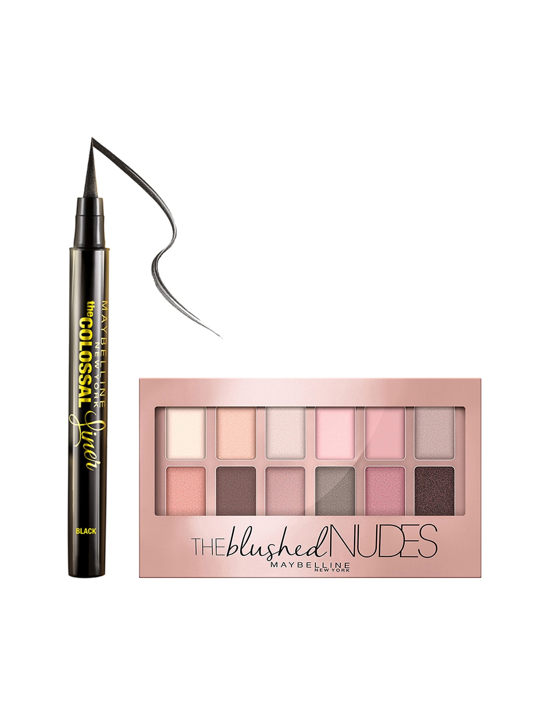 Maybelline Colossal Liner & The Blushed Nudes Eye Shadow Palette Set Price in India