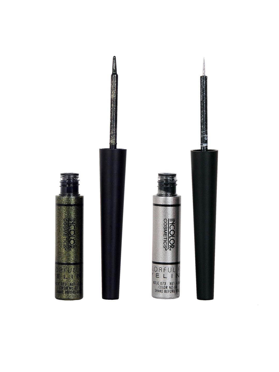 INCOLOR Set of Glazed Green & Silver Sparkle Kajal and Eyeliners Price in India