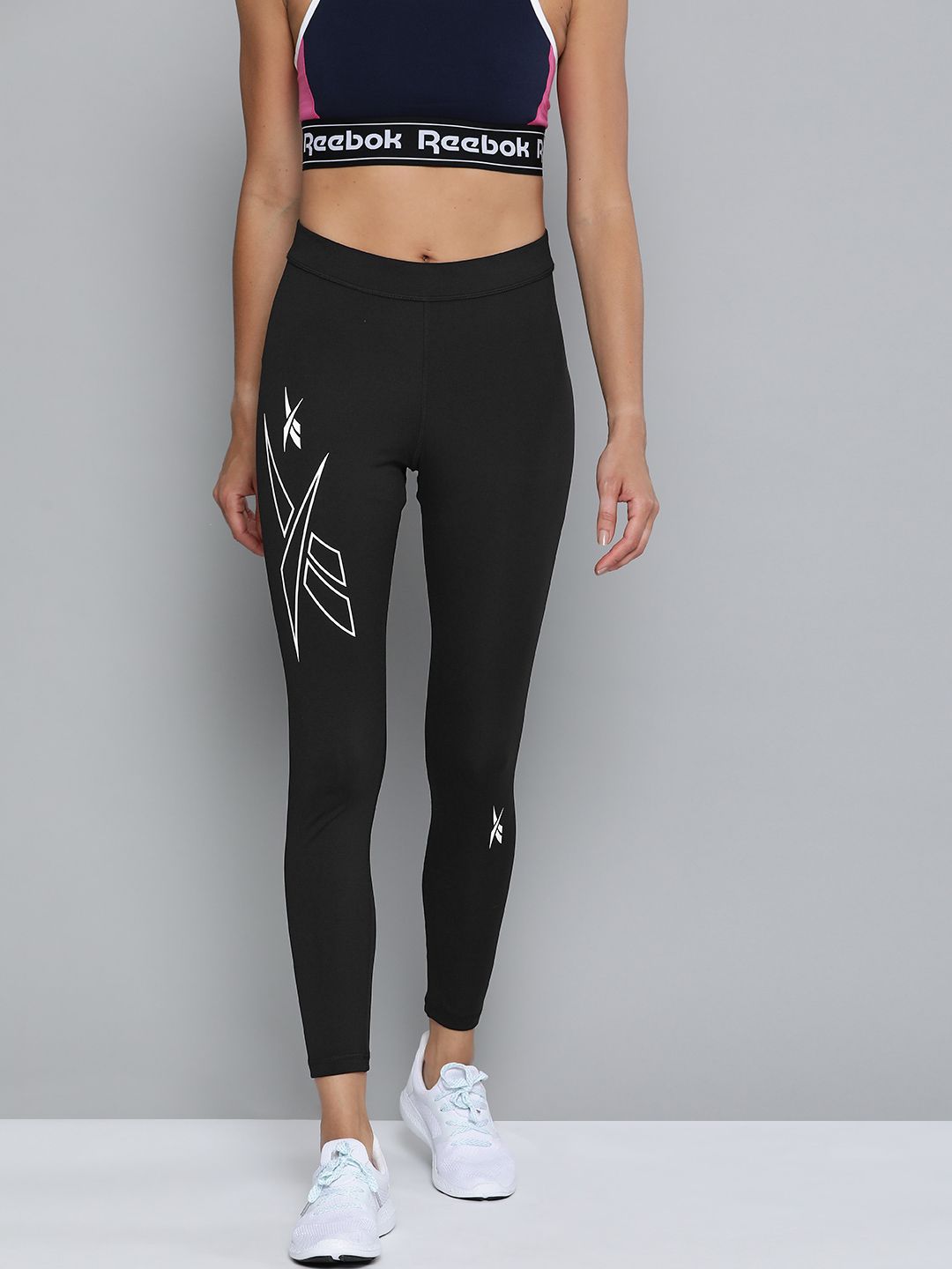 Reebok Women Black Solid High Rise Tights Price in India