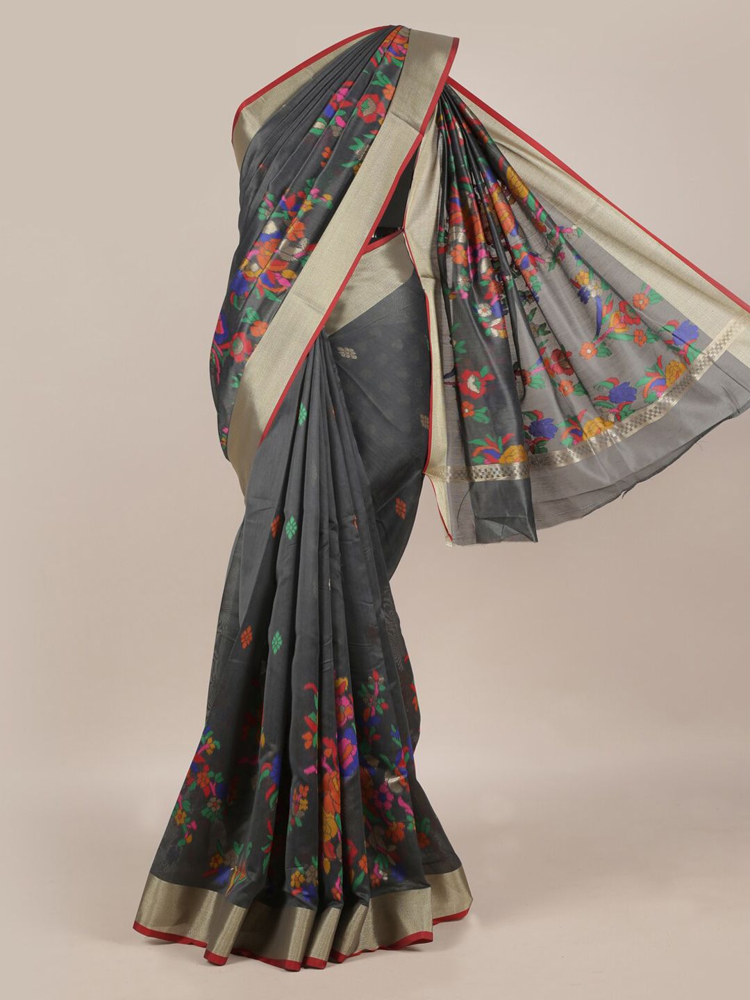 Pothys Grey Woven Design Jute Silk Saree