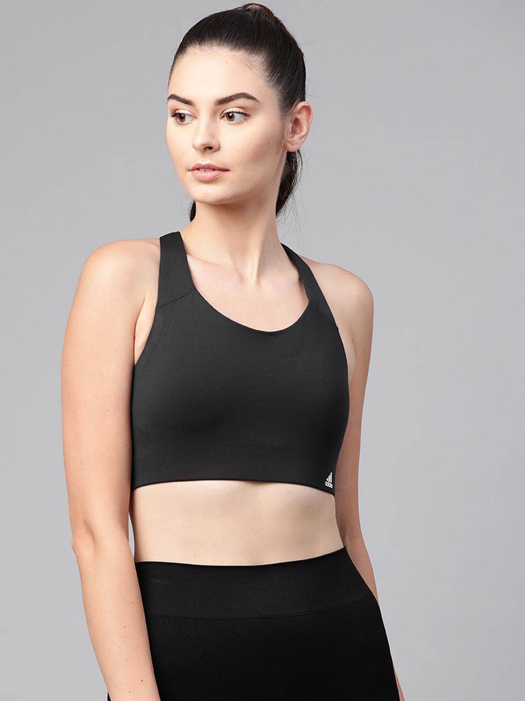 ADIDAS Women Black Solid Non-Wired Heavily Padded Training Ultimate Sustainable Workout Sustainable Bra Price in India