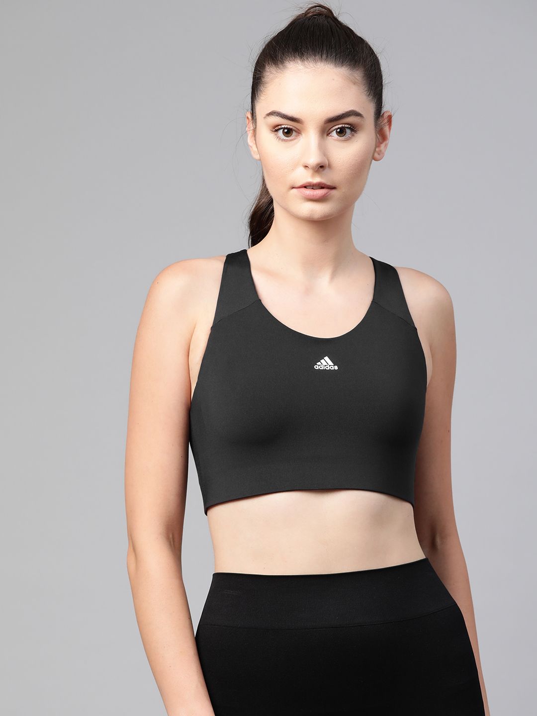 ADIDAS Women Black Solid Non-Wired Lightly Padded Ultimate Alpha Sustainable Workout Sustainable Bra Price in India