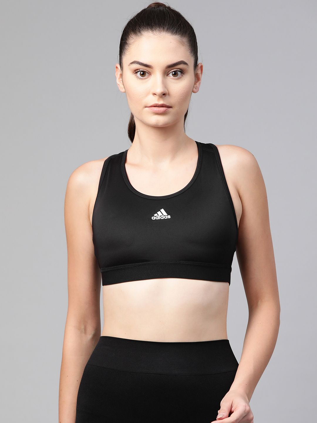 ADIDAS Women Black Solid Non-Wired Removable Padding  Lace Up Believe This Sustainable Workout Bra Price in India