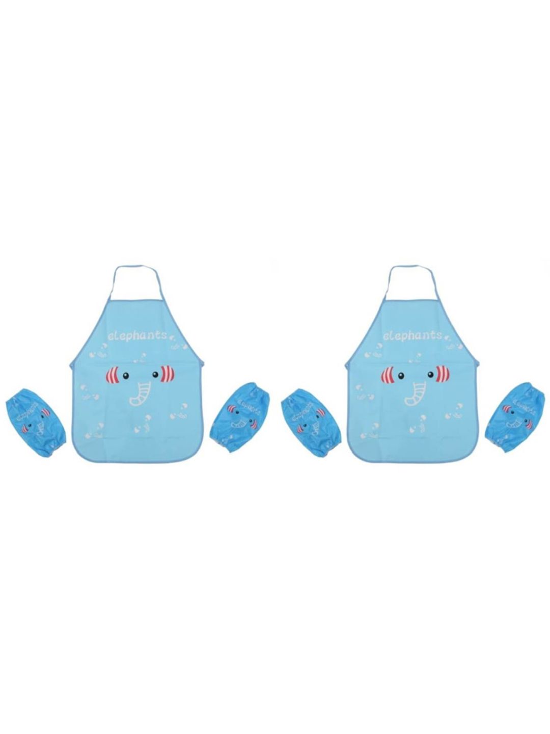 Yellow Bee Unisex Kids 2 Blue & White Printed Aprons & 2 Mittens Price in India