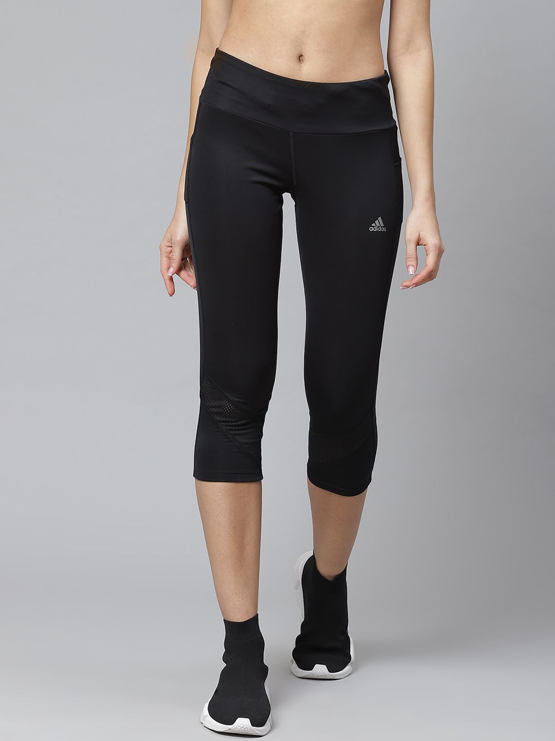 ADIDAS Women Black Solid OWN THE Running Three-Fourth Sustainable Tights Price in India