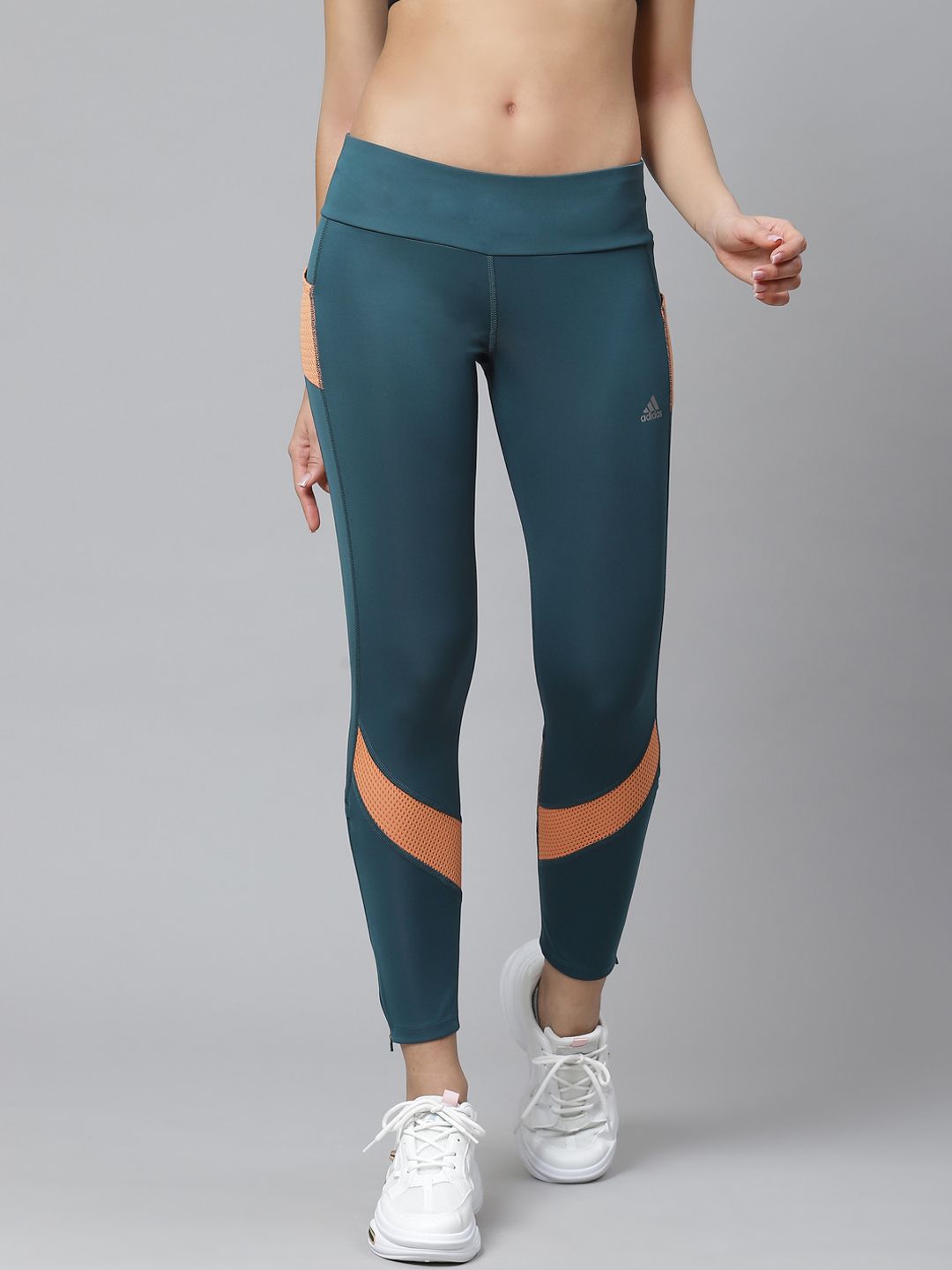ADIDAS Women Teal Blue Printed OWN THE Running Tights Price in India