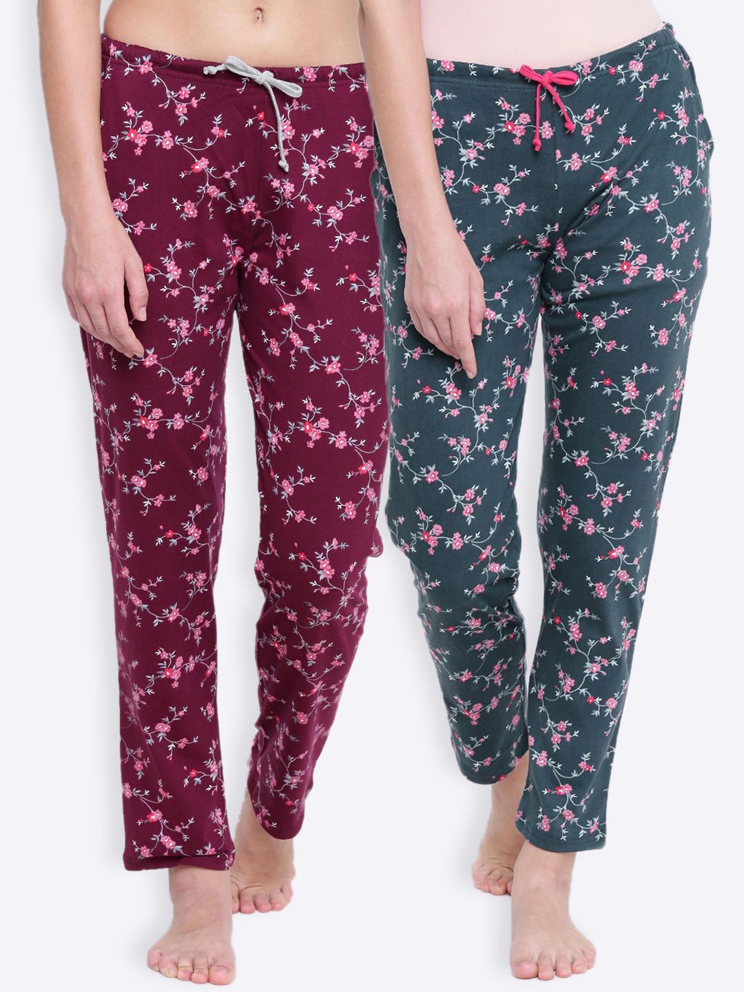 Kanvin Women Pack Of 2 Floral Printed Lounge Pants Price in India