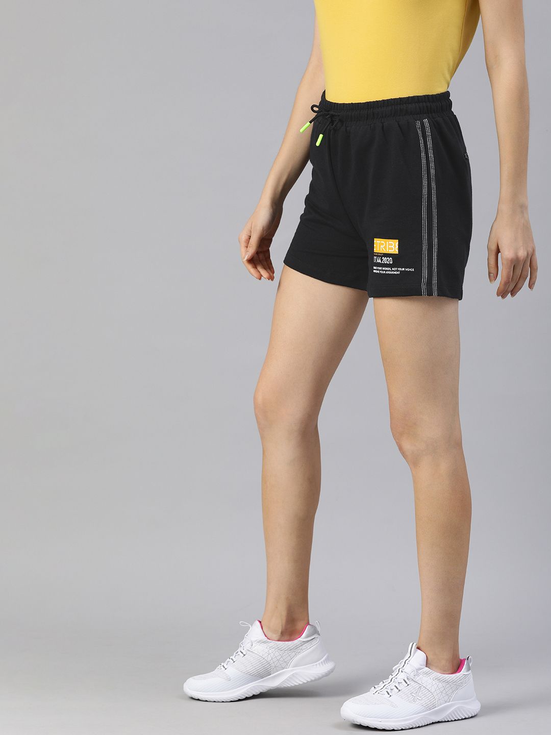 Allen Solly Tribe Women Black Solid Regular Fit Sports Shorts Price in India