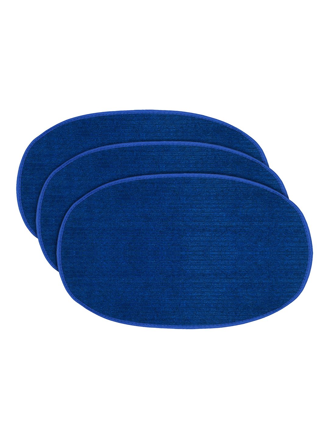Kuber Industries Set Of 3 Blue Solid Oval Anti-Skid Doormats Price in India