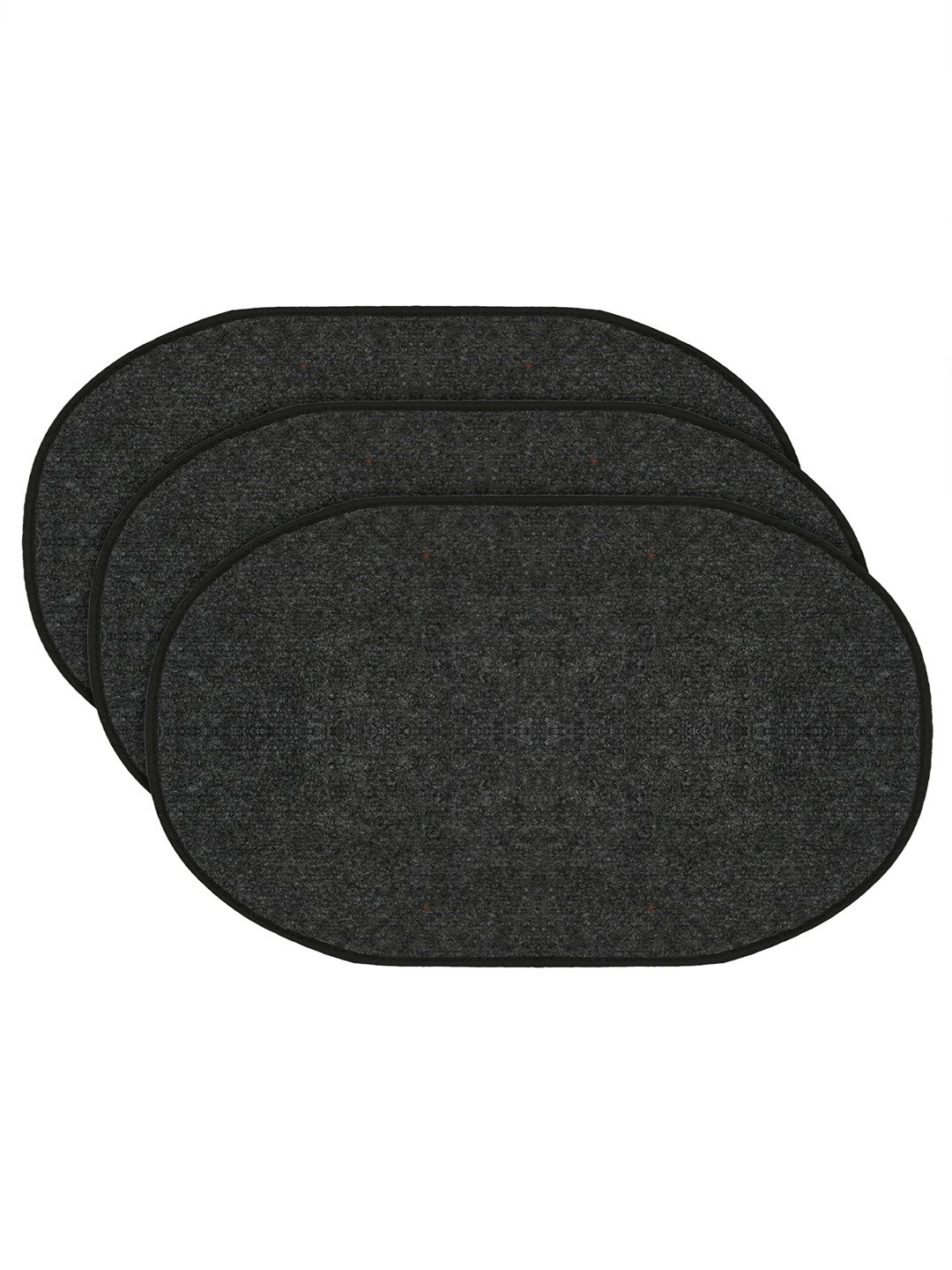 Kuber Industries Set Of 3 Grey Solid Oval Anti-Skid Doormats Price in India