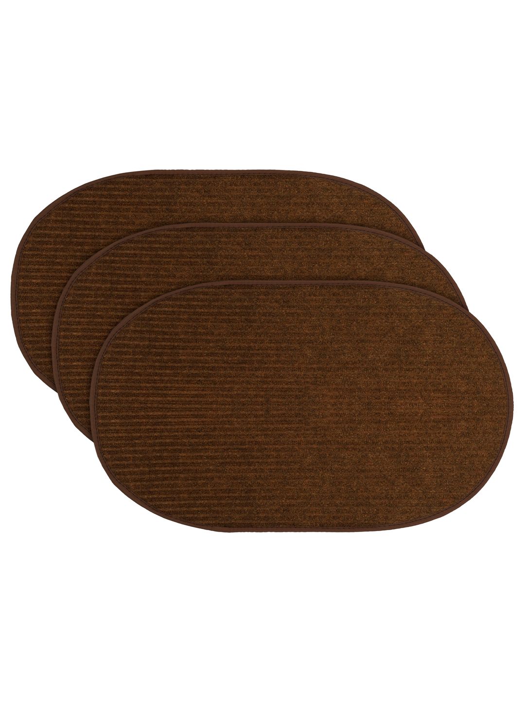 Kuber Industries Set Of 3 Brown Solid Oval Anti-Skid Doormats Price in India
