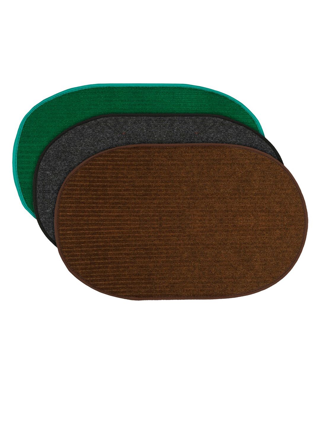 Kuber Industries Set Of 3 Solid Oval Anti-Skid Doormats Price in India
