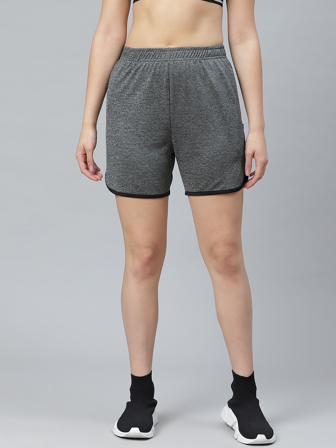 Chkokko Women Charcoal Grey Solid Running Shorts Price in India