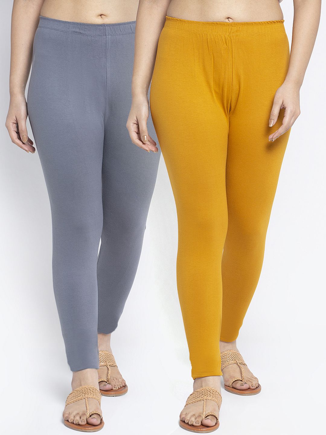 GRACIT Pack Of 2 Solid Ankle Length Leggings Price in India