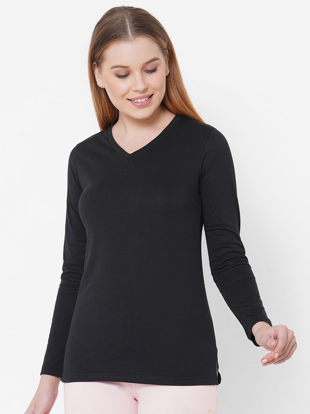 Sweet Dreams Women Black Solid Lounge T-Shirt Price in India