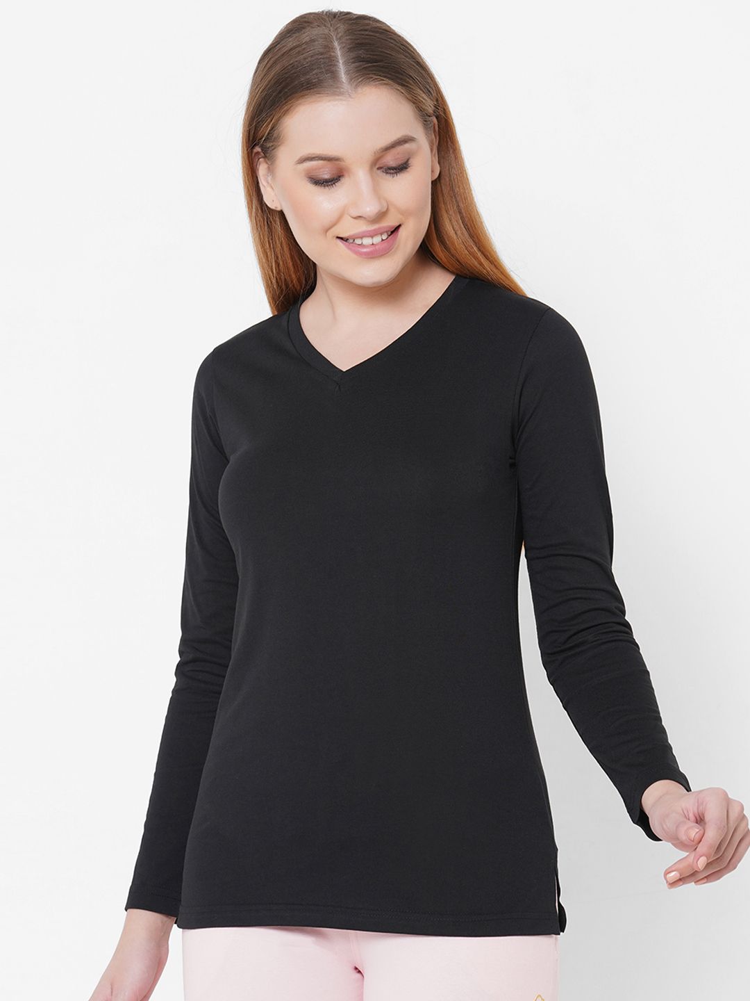 Sweet Dreams Women Black Solid Lounge T-shirt Price in India