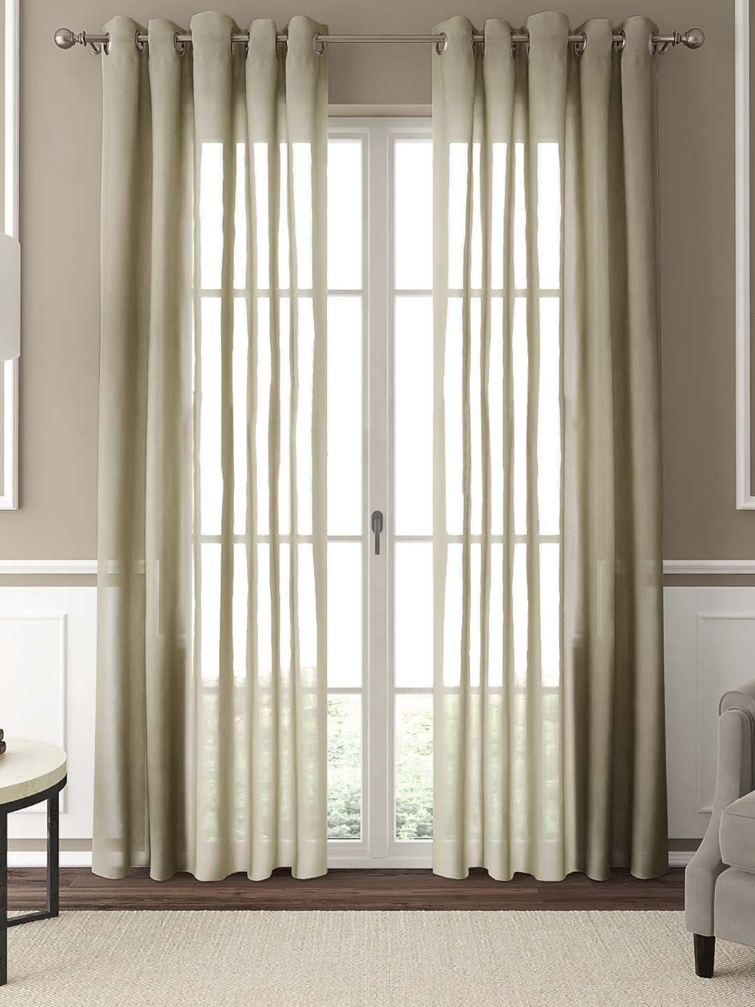 GM White Set of 2 Semi-Sheer Curtains Price in India