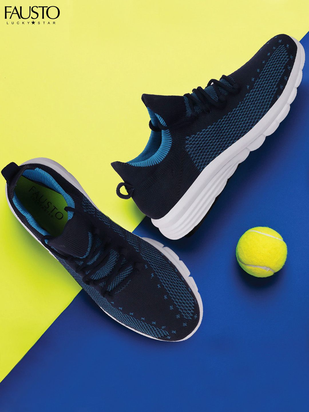 FAUSTO Men Navy Blue Running Shoes