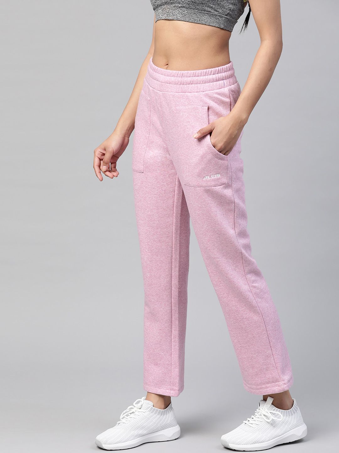 Alcis Women Lavender Slim Fit Solid Knitted Track Pants Price in India