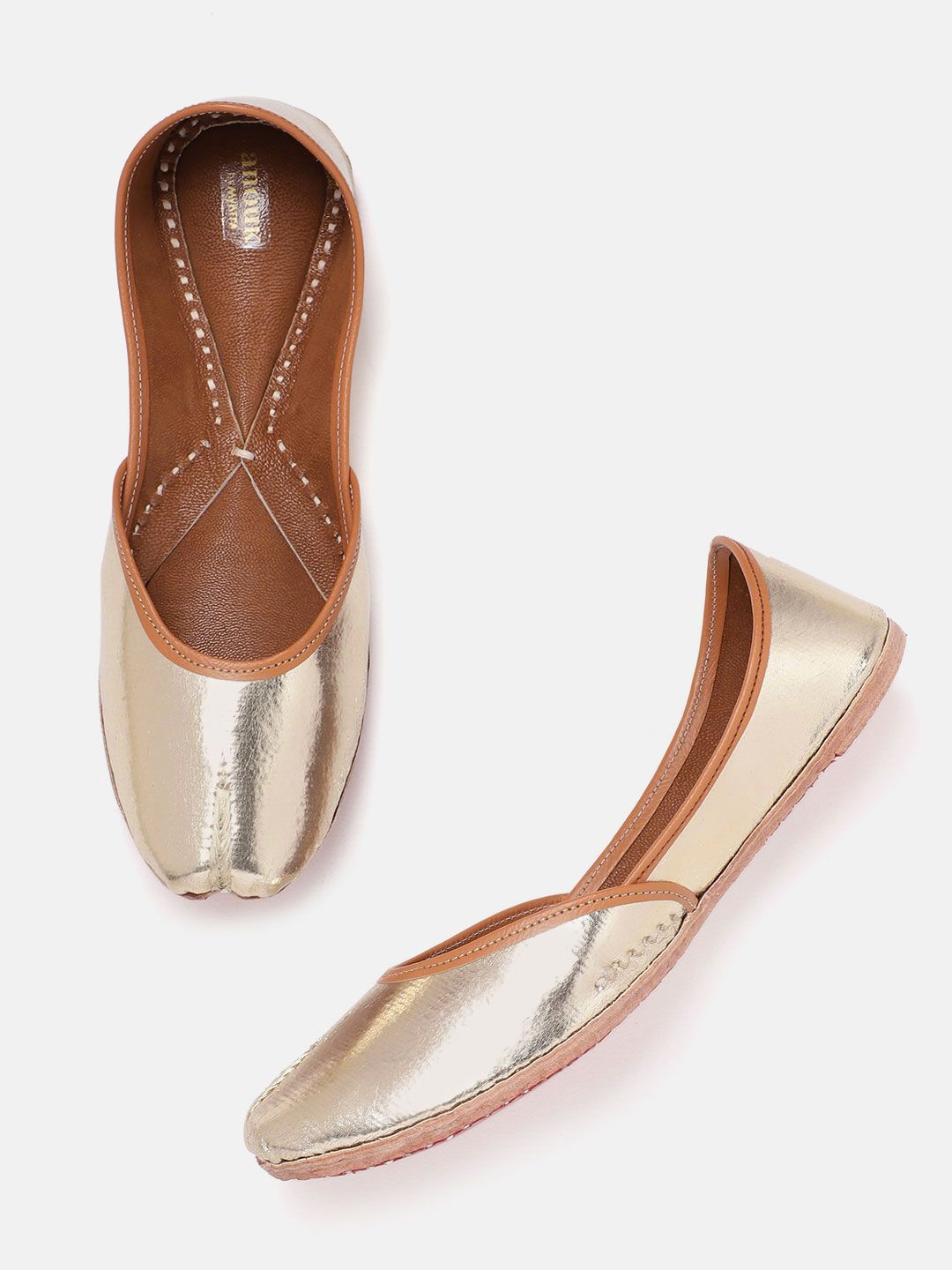 Anouk Women Gold-Toned Glossy Finish Handcrafted Mojaris