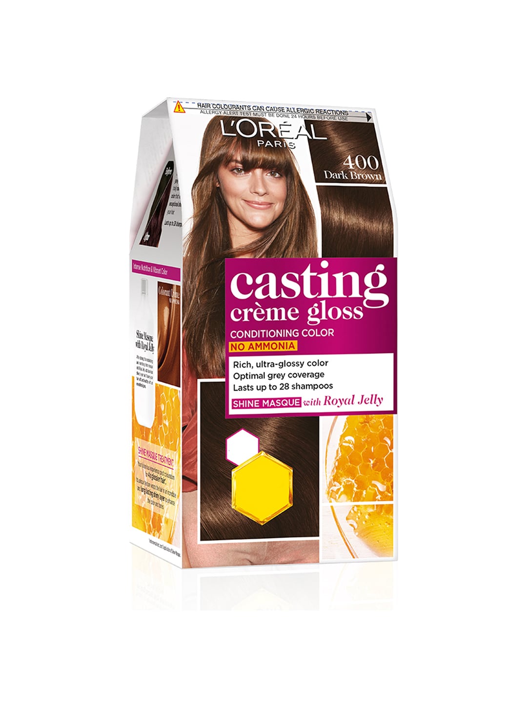 LOreal Paris Casting Creme Gloss Hair Colour - Dark Brown 400 87.5 g + 72 ml Price in India