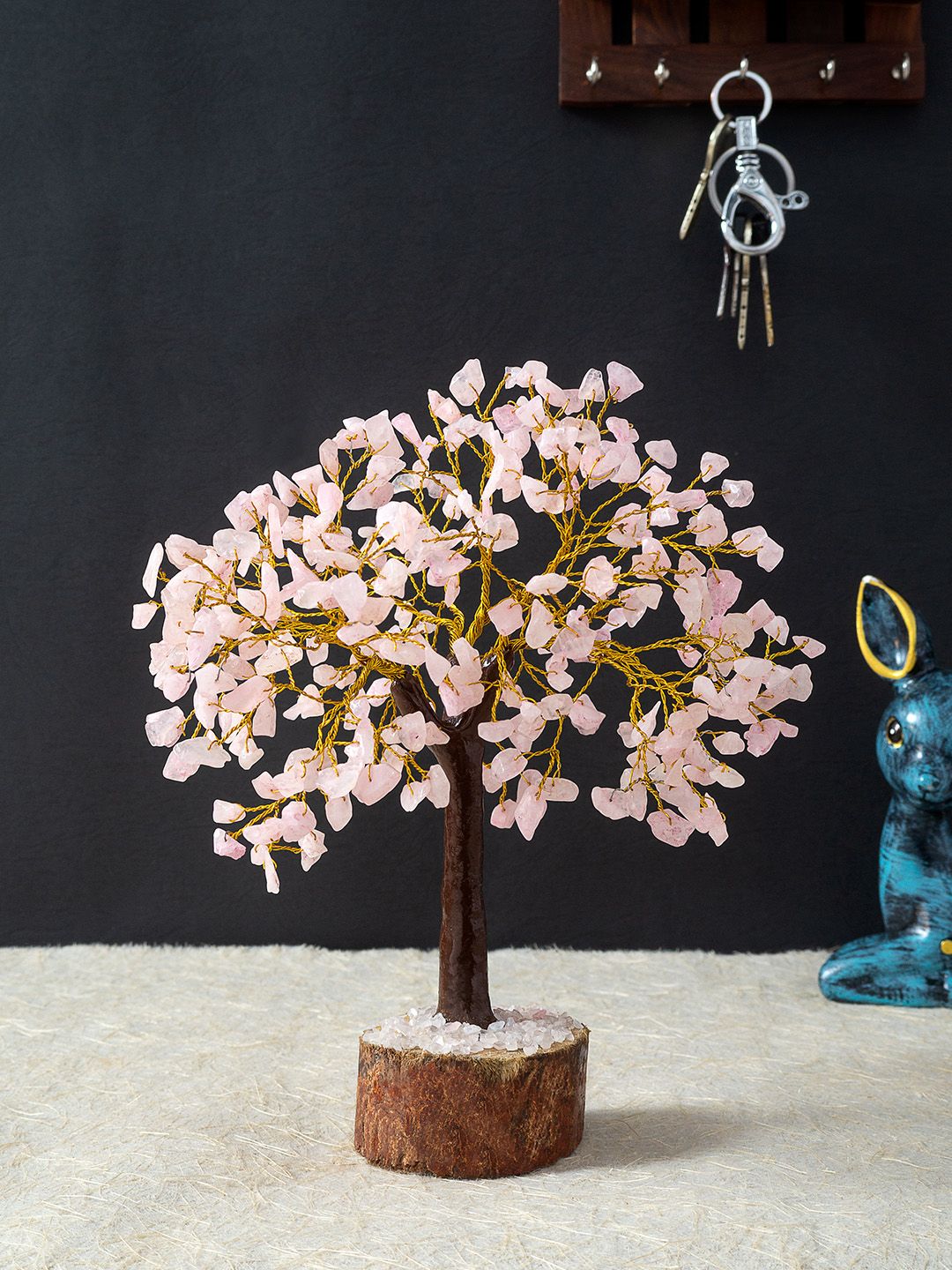 Golden Peacock Pink & Brown Quartz Handcrafted Stone Tree Showpiece Price in India