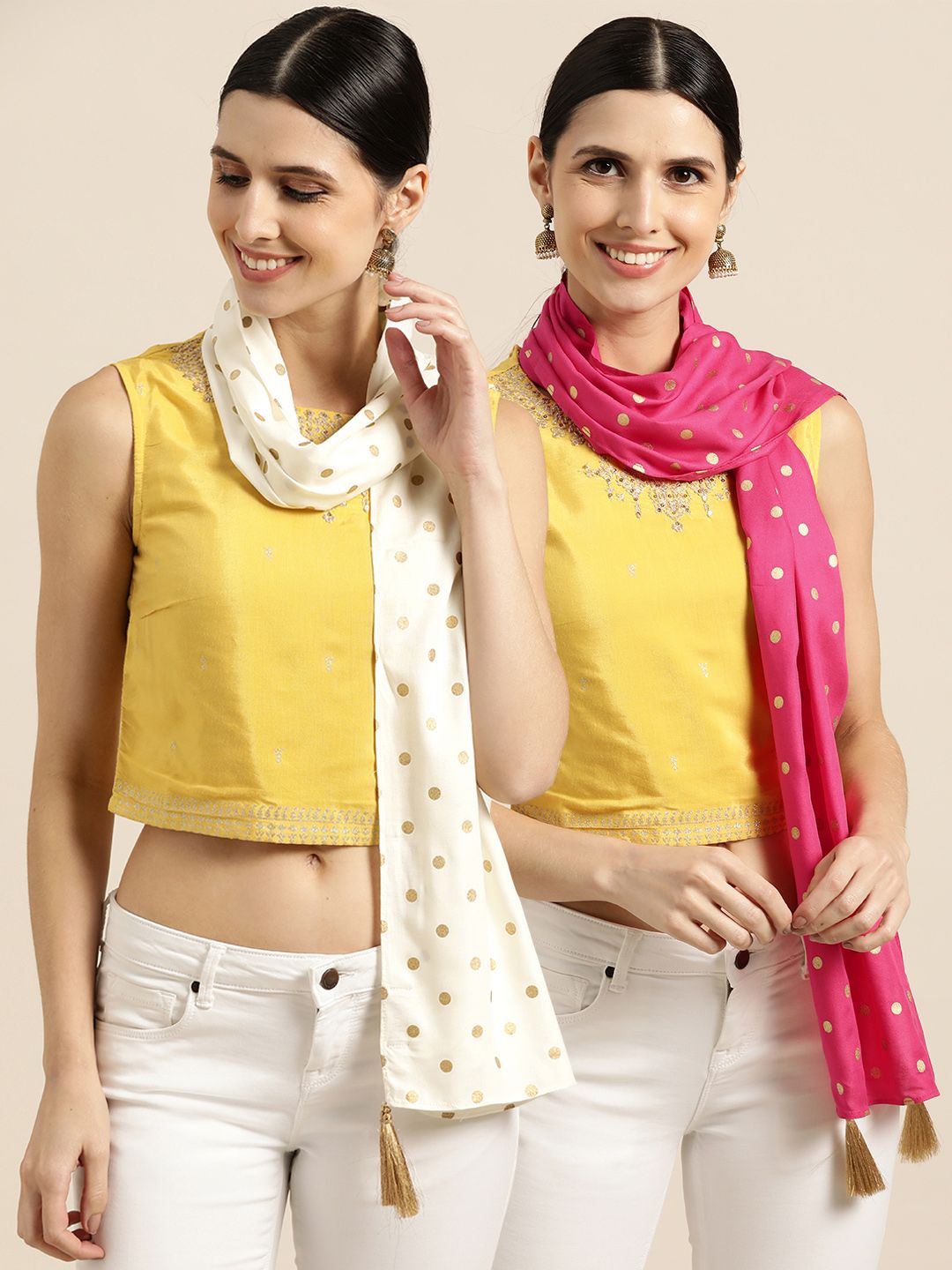 Shae by SASSAFRAS Women Pack of 2 Tasselled Scarves Price in India