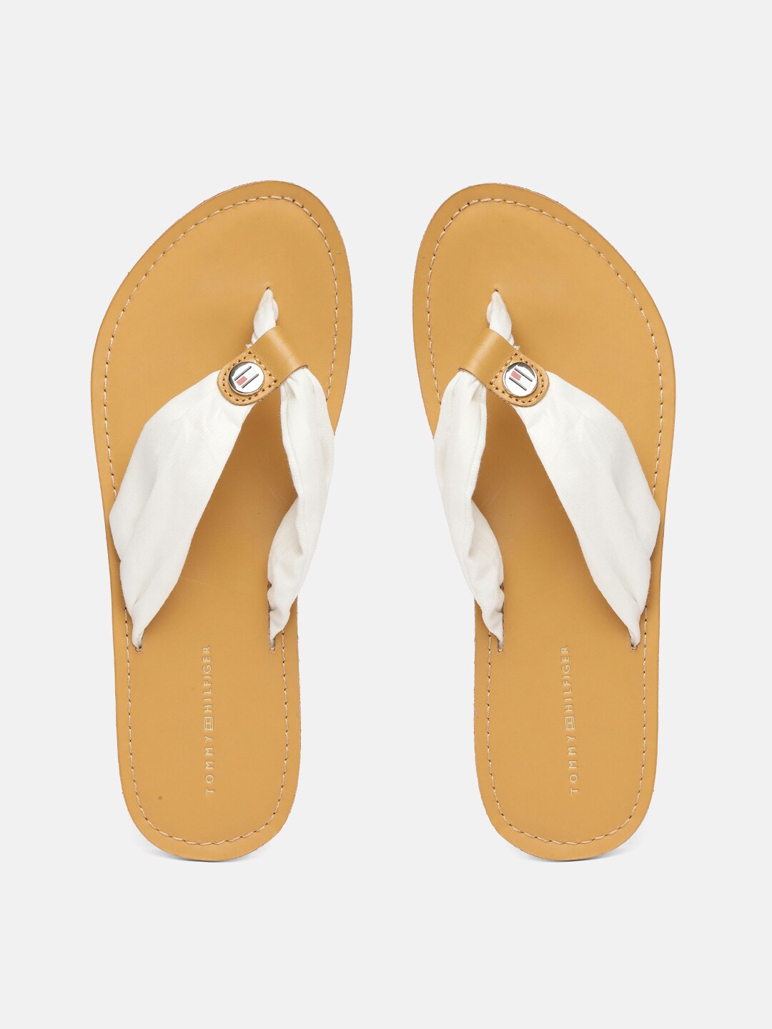 Tommy Hilfiger Women White Solid Thong Flip-Flops Price in India