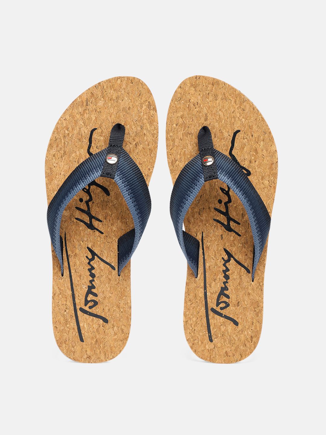 Tommy Hilfiger Women Navy Blue Striped Thong Flip-Flops Price in India