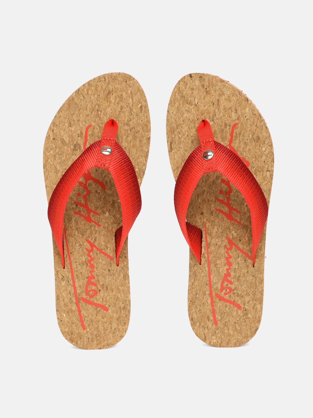 Tommy Hilfiger Women Red Striped Thong Flip-Flops Price in India