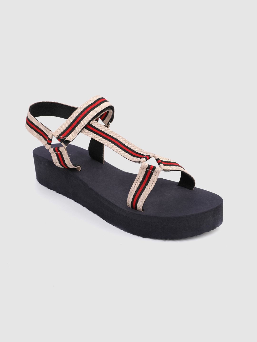The Roadster Lifestyle Co Women Multicoloured Striped Flatforms Price in India