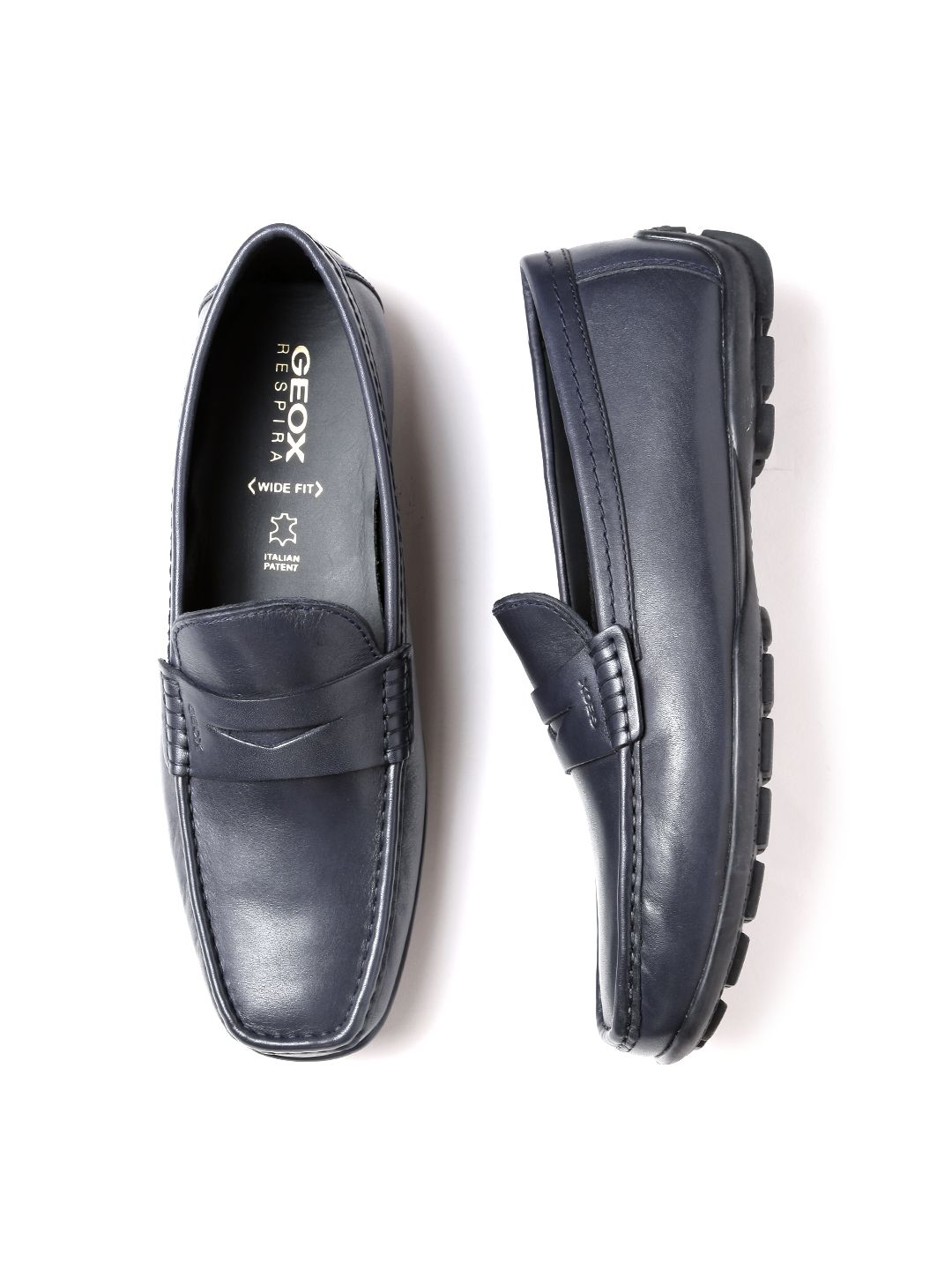Buy GEOX Respira Men Navy Italian Patent Leather Loafers  display picture 1