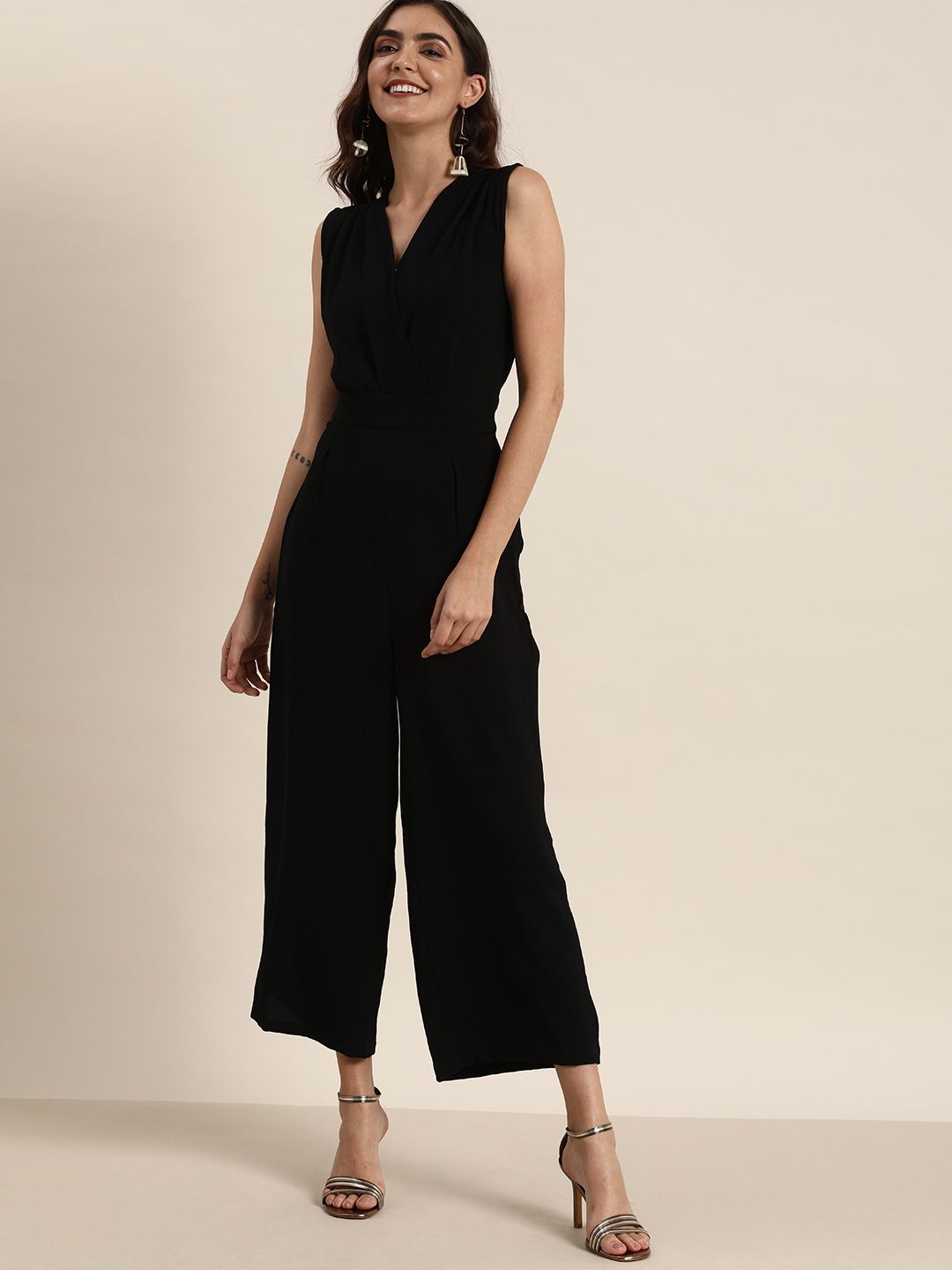 all about you Women Black Solid Basic Jumpsuit Price in India