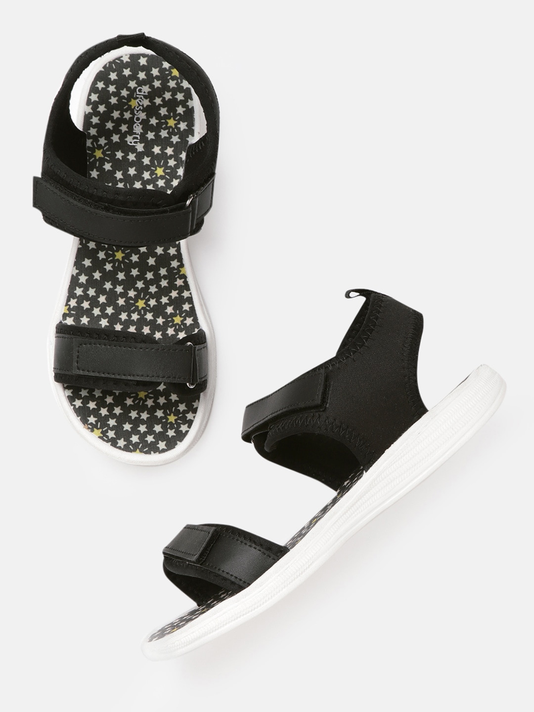 DressBerry Women Black Solid Sports Sandals Price in India
