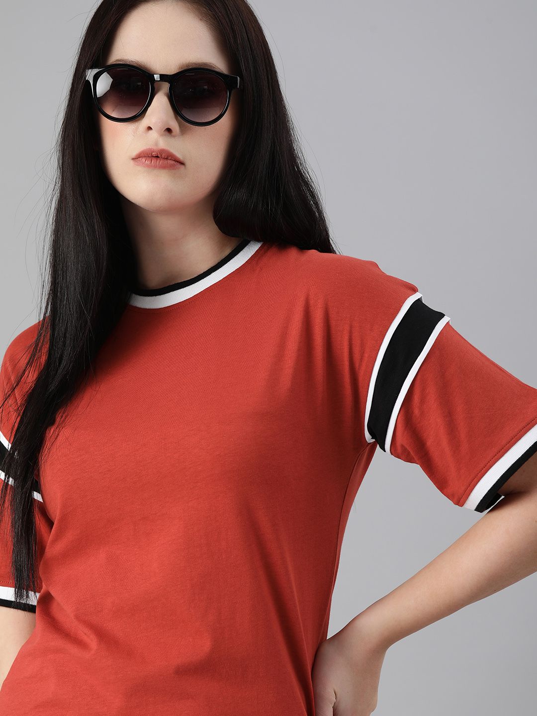 Roadster Women Red Drop-Shoulder Sleeves T-shirt