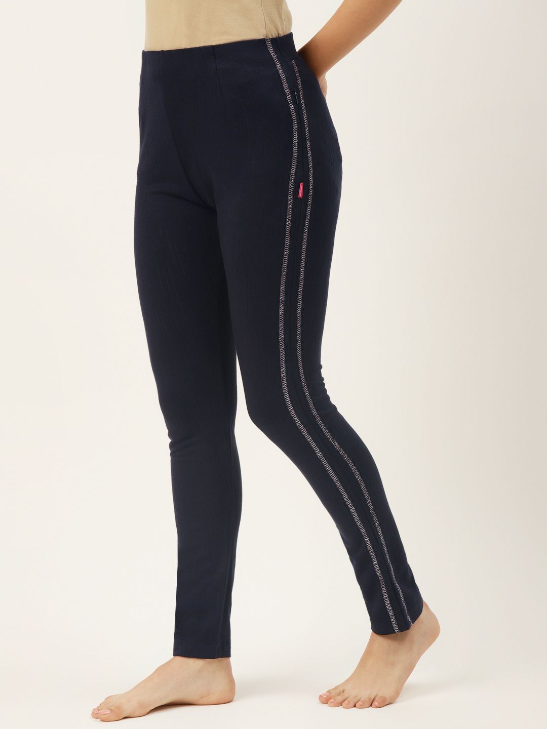 Sweet Dreams Women Navy Blue Solid Lounge Pants with Side Taping Details Price in India