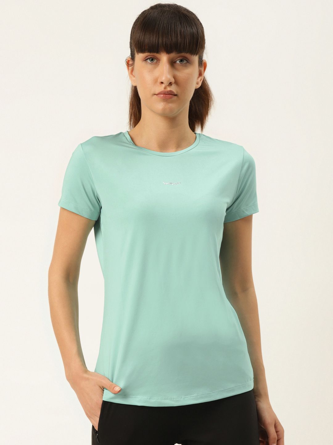 Sweet Dreams Women Sea Green Solid Round Neck Workout T-shirt Price in India