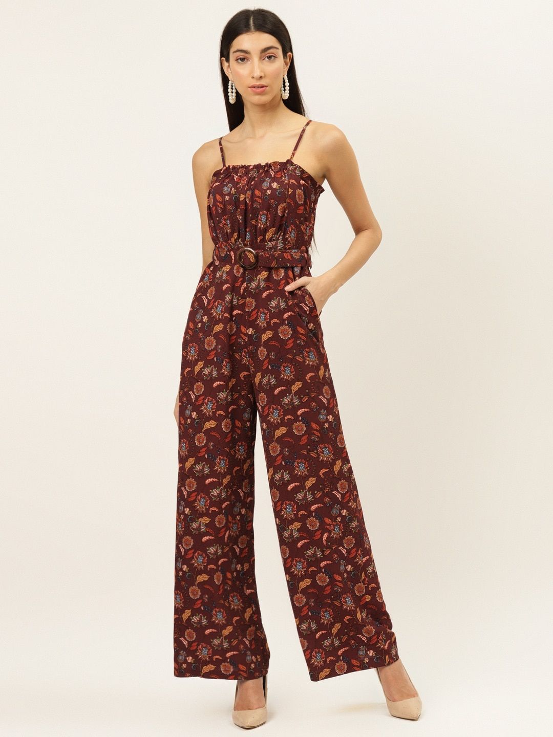 20Dresses Women Maroon Printed Basic Jumpsuit Price in India