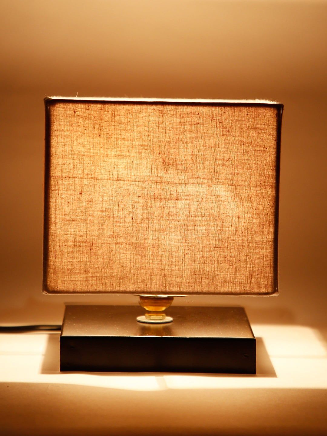 Devansh Grey Solid Contemporary Square Table Lamp Price in India