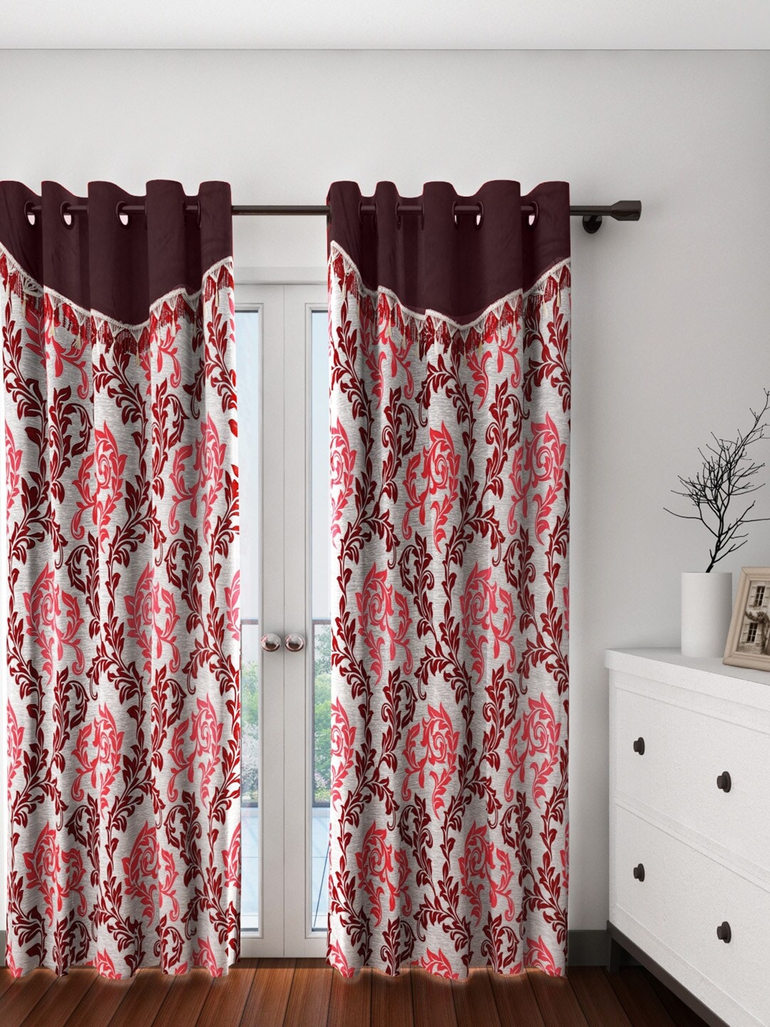 Fashion String Set of 2 Grey Printed Door Curtains Price in India