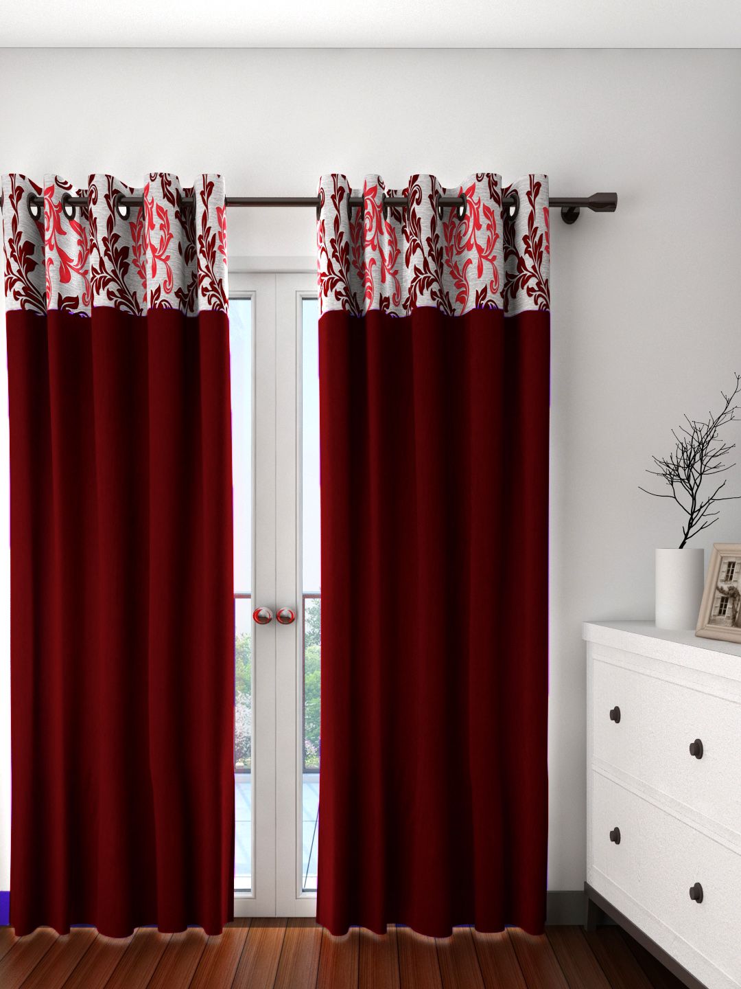 Fashion String Set of 2 Maroon Door Curtains Price in India