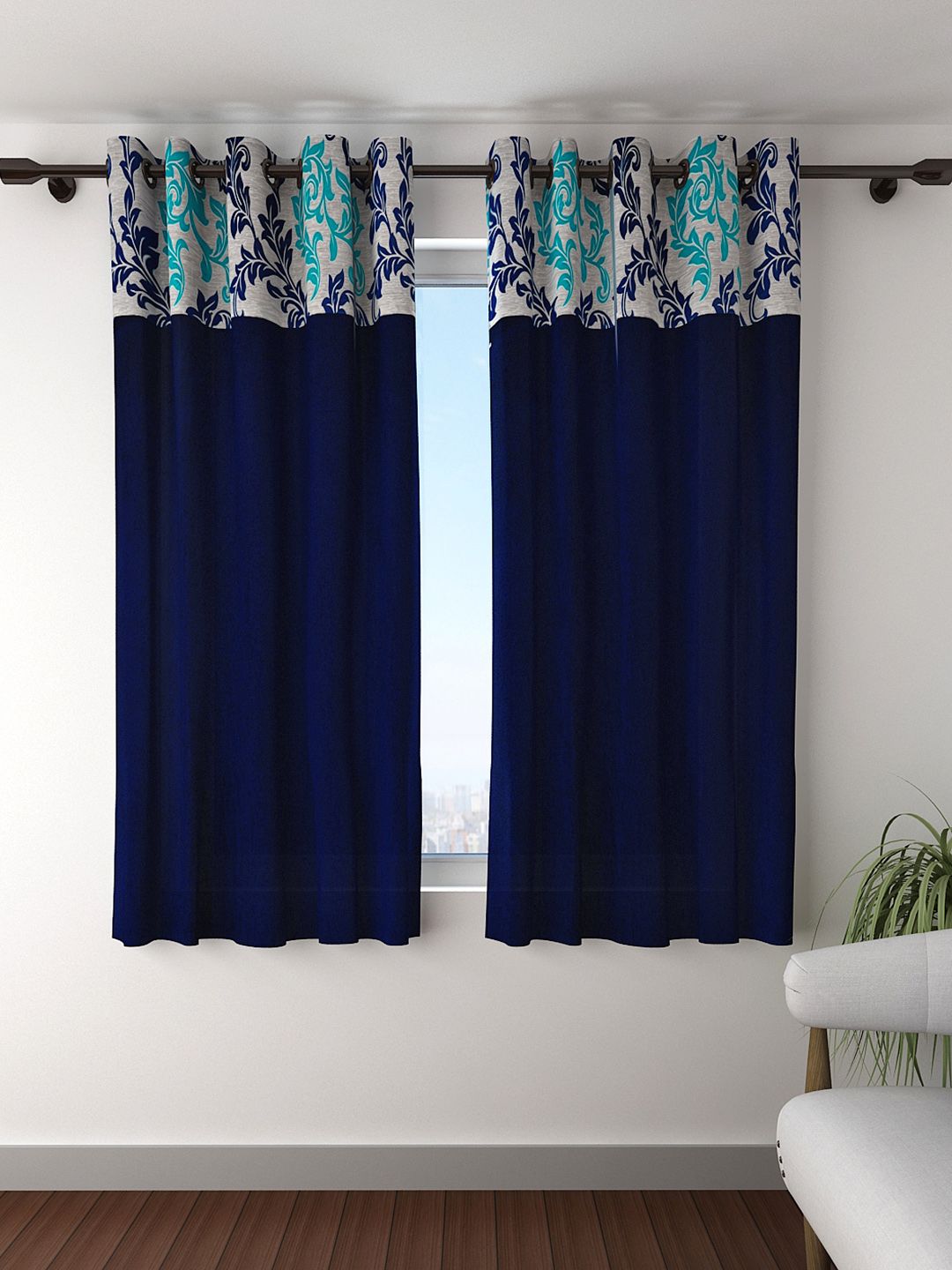 Fashion String Set of 2 Blue Window Curtains Price in India