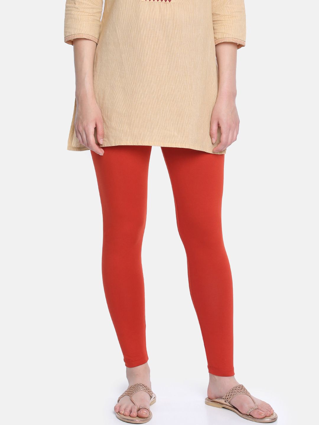 Dollar Missy Women Red Solid Ankle-Length Leggings Price in India