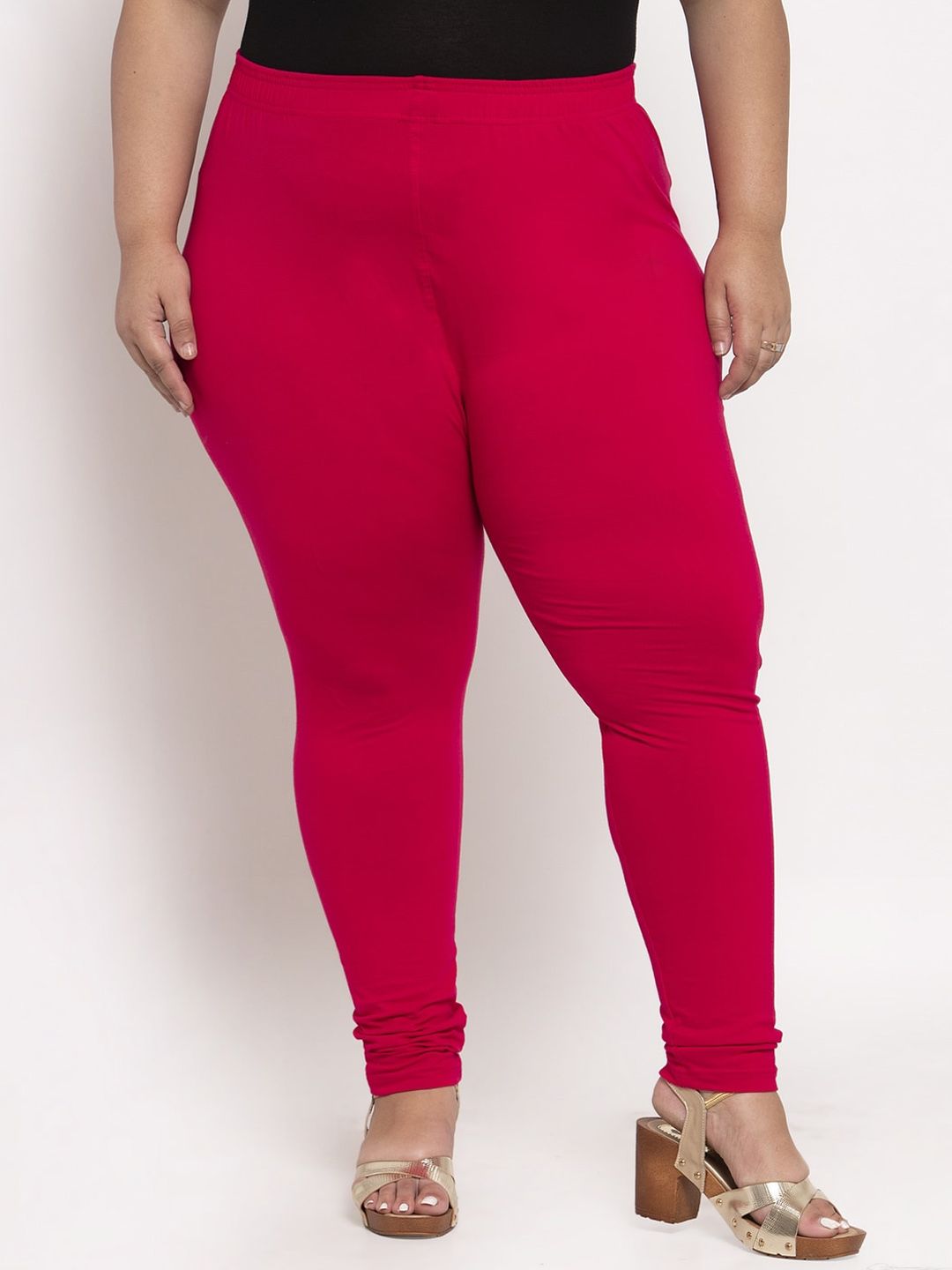 TAG 7 PLUS Women Pink Solid Ankle-Length Plus Size Leggings Price in India