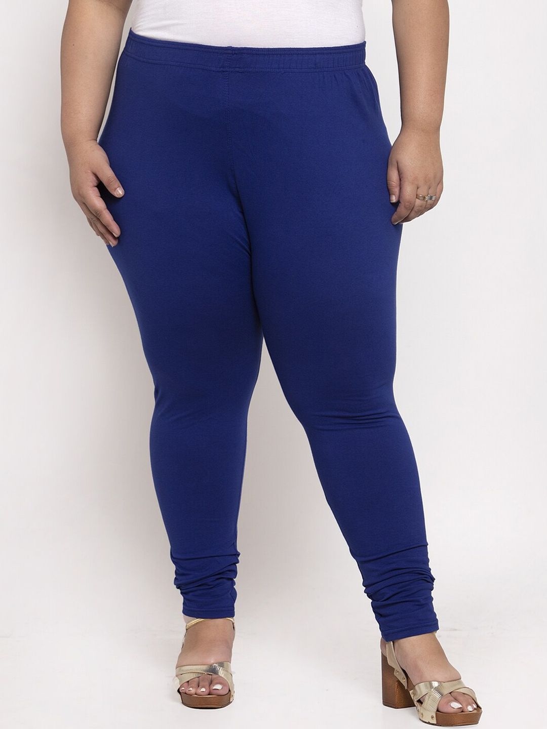 TAG 7 PLUS Women Blue Solid Plus Size Ankle-Length Leggings Price in India